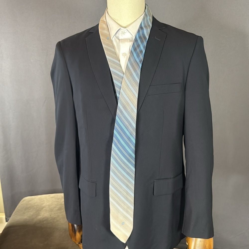 Vintage Givency Gentleman Paris For Carter Holmes Blue & Gray Striped Tie 54”